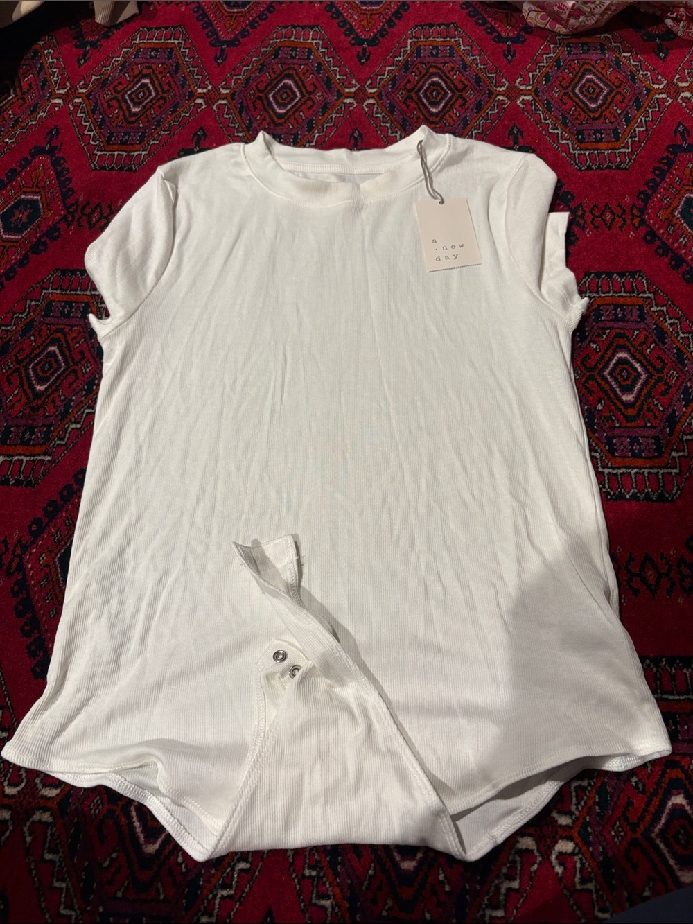 a new day White Short-Sleeve Ribbed Bodysuit